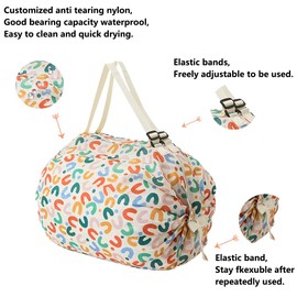 Defrko Reusable Shopping Bags, Foldable Grocery Storage Tote, Waterproof Oxford Cloth Bag for Shop, Large Durable Heavy Duty, Letter U