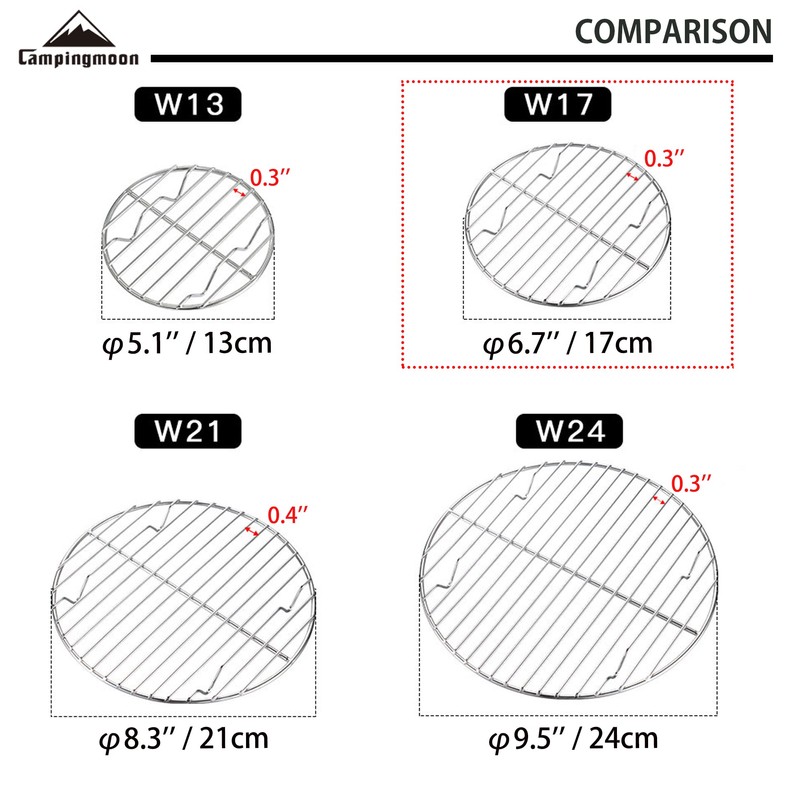 CAMPINGMOON Round Roasting Baking Steaming Cooling Rack Cooking Grid Grill