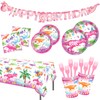 67 Pcs Dinosaur Tableware Set, Dinosaur Party Decorations for Girls