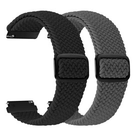 2 Pack Quick Release Braided Bands - 18mm 19mm 20mm 22mm 24mm Solo Loop Adjustable Soft Band for Women Men
