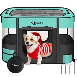 Dog Playpen28/31/35in,Cat Pet Puppy Pen,Portable Playpens for Dogs Indoor Outdoor Travel Camping Use,Foldable Dog Kennel Tent Crate for Rabbit Small Animals and Tent Stakes (Green, Lagre)