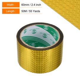 uxcell Washi Prism Tape 2.4 Inch x 55 Yards Holographic Metalized Reflective Tape for Holiday Packaging and Decoration, DIY and Art Craft (Gold Tone)