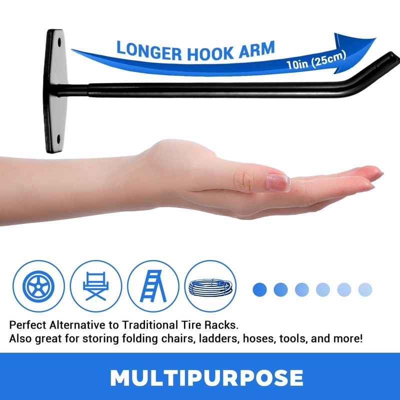 HOFURME 4-Pack Tire Rack Wall Mount, Heavy Duty Hooks for