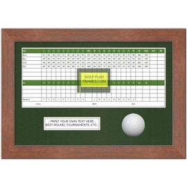 10x15 Walnut Color Golf Scorecard Golf Ball Frame, Moulding BRN-017 Shadowbox, Green Mat (Holds up to 5x12 Card; Card & Ball not incl)
