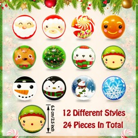 24 Pcs Christmas Stress Balls,2.5 Inch Foam Christmas Squeeze Ball,Santa Cluse Snowman Elk Stress Relief Toys for Christmas Party Favors,Stocking Stuffer Gifts,Goodie Bag Fillers,12 Styles