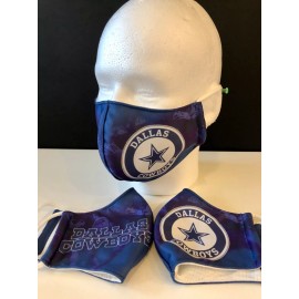 3 Layers Washable Dallas Cowboys Face Mask w/ Fabric Filter.
