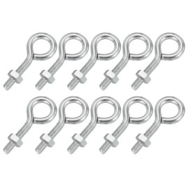PATIKIL M4x20mm Eye Bolts, 10 Pcs Carbon Steel Threaded Eyebolt Eye Hooks Screws with Nut for Hanging or Securing Cables Silver