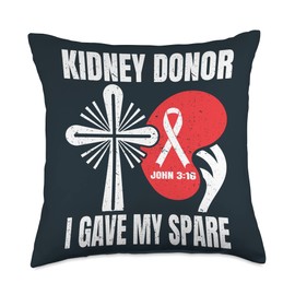 Kidney Transplant Gifts for Donor and Recipients Anniversary Kidney Transplant Throw Pillow, 18x18, Multicolor