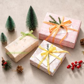 MORSUNBELA Gift Ribbon Blue White Flower Wrapping Ribbons Blue Ribbons for Gift Wrapping Blue Grosgrain Ribbon Wedding Decorations 3/8 Inch x 10 Yd