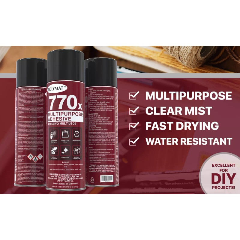 Polymat 770X POOL TABLE MULTIPURPOSE CLOTH INSTALLATION GLUE Professional Grade