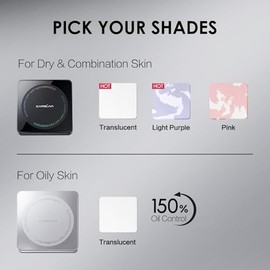 CARSLAN Base de maquillaje en polvo compacto con control de aceite para rostro, resistente al agua, de larga duración durante 24 horas, sin brillo, sin poros, suave, 01 translúcido para piel seca (