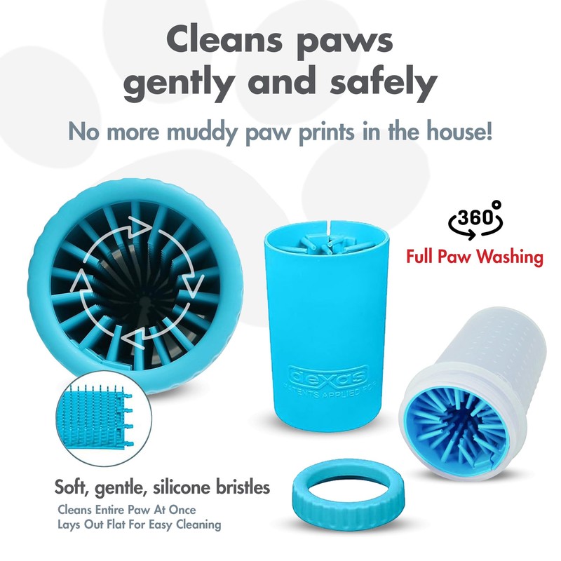 Dexas MudBuster Portable Dog Paw Cleaner, Medium, Blue - Premium