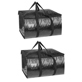 2 Pcs Extra Large Moving Bags YQBOOM Foldable Heavy Duty Storage Bag Strong Handles and Zippers Organizer Bag Storage Tote for Space Saving, House-Moving, Traveling – Black