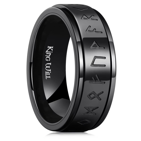 King Will Black Norse Viking Spinner Ring Stainless Steel Norse