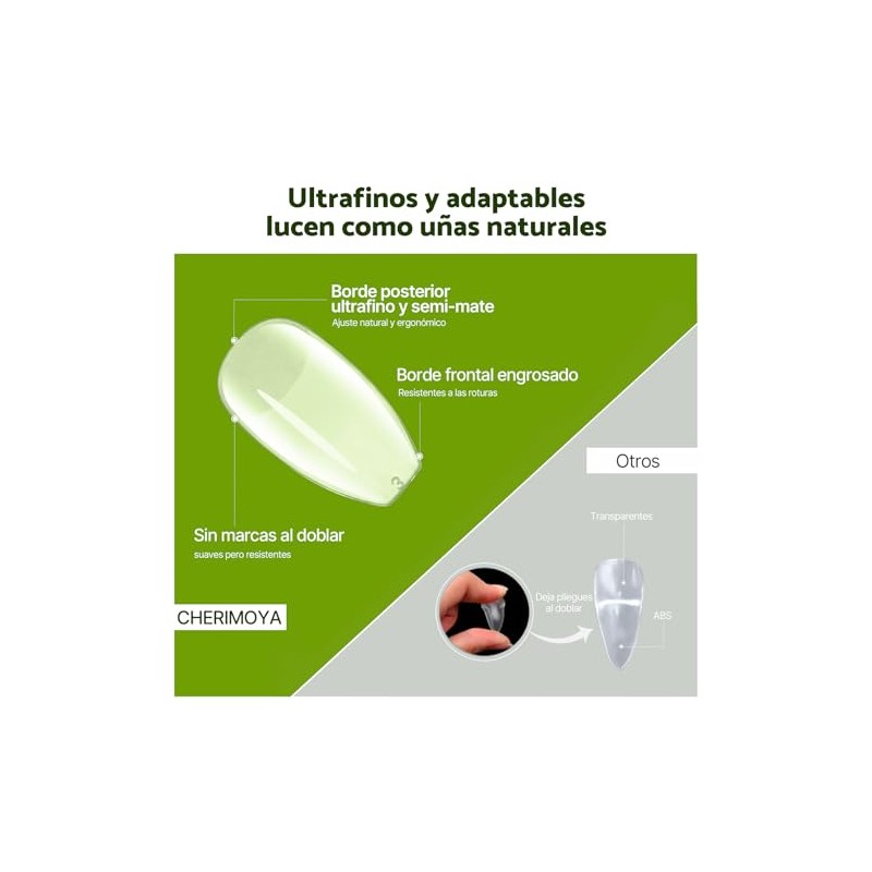 Cherimoya Tips para Uñas Soft Gel Squoval Corto Semi Mate-504