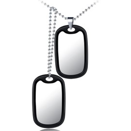 INFINIONLY Men's Stainless Steel Dog Tag Necklaces Creative Double Pendant Boys Teenager Sweater Chain, Stainless Steel