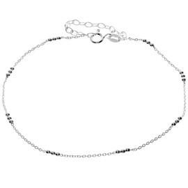 SilverAmber Jewellery UK - 925 Fine Sterling Silver Anti-Tarnish Coated Triple Beads Plain Anklet Bracelet with extender - GA-ANK4