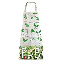 MBMSO Herb Garden Apron Herb Lovers Gifts Herb Plant Apron with Pockets Herb Themed Apron for Herb Growers Herbalist Gifts (Herb Apron-w)