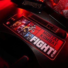 Power Idolz Mortal Kombat XL RGB Gaming Mat with 15W Wireless Charger | Customizable LED, Anti-Slip, Spill-Resistant
