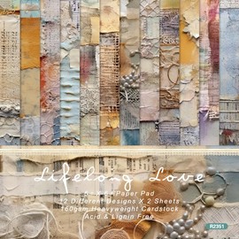 DESEACO 6x6 Single-Sided Scrapbook Paper Pad-Vintage Mixed Media Collection-Decorative Crafting Paper for Scrapbooking, Card Making Art - 24 Sheets