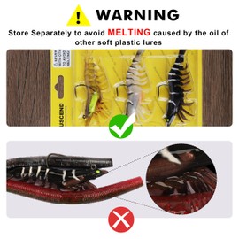 TRUSCEND Pre-Rigged Fishing Jigs, 1:50 Super Durable TPE Bass Fishing Lures, Well-Made Lifelike Soft Shrimp Swimbait, Weedless MarshSwamp Fishing Lure for Trout Crappie Walleye, Keep Separately!