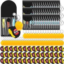 Jutom 126 Pcs Mini Tape Measure Screwdriver Construction Helmet Keychains Bulk for Men Party Favors Tool Birthday Party Gifts