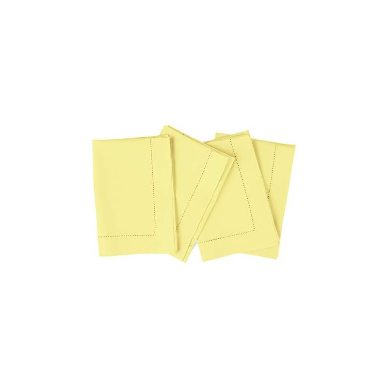 Solino Home Cotton Linen Napkins Yellow Hemstitch, 20 x 20