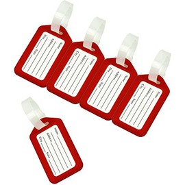 Red Luggage Suitcase ID Address Plastic Travel Tag (Pack of 20)