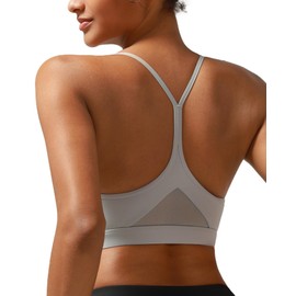 RUNNING GIRL Sports Bras for Women,Y-Back Supportive Sports Bra Padded Workout Bras Medium Support Push up(WX2915Icy Grey,M)