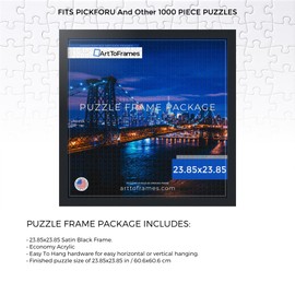 ArtToFrames 23.85x23.85 INCH/60.6x60.6 CM Black Frame for 1000 Piece Puzzles.This 1.25 Inch Custom MDF Puzzle Frame is Black - Comes with Economy Acrylic (Puzzle5180-23.85x23.85)