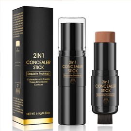 2 In 1 Contour Stick Makeup with Built-In Brush, Makeup Concealer Stick Highlighter Blush Stick for Women, Long Lasting, Matte (#04)