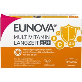 Eunova Langzeit 50+ - Dietary Supplement and Multivitamin with Minerals and Lutein - Especially for People from 50-1 x 30 Capsules