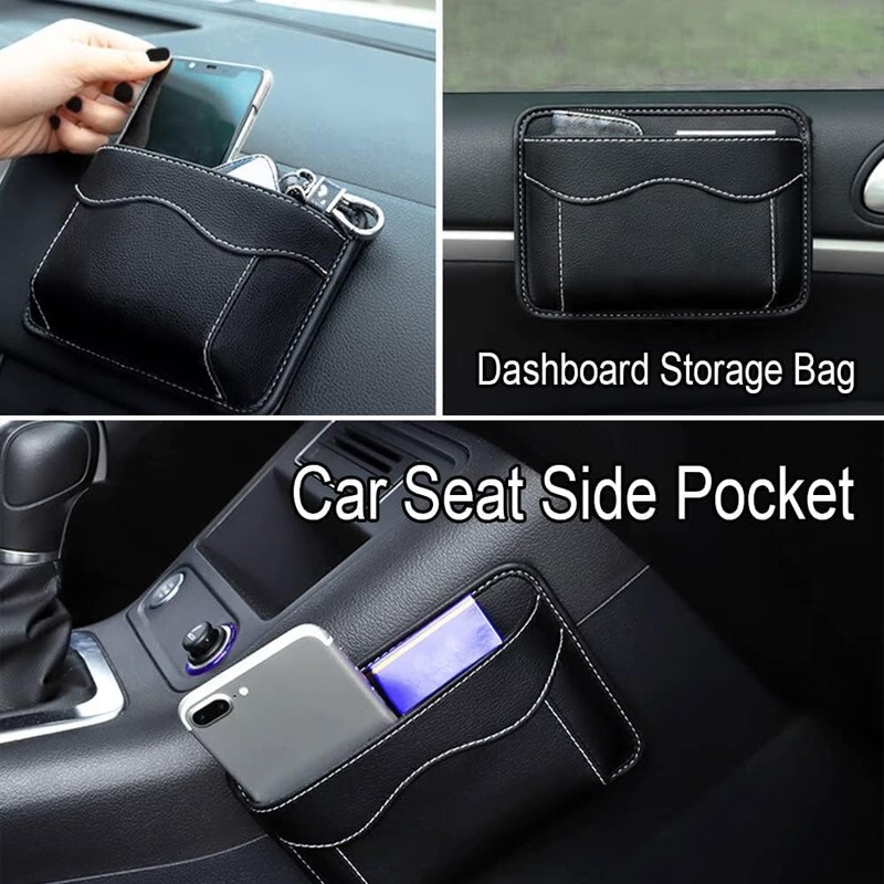 WEZCHUGHAOL Car Side Pocket Organizer, PU Leather Storage Pocket Pouch