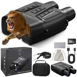 Night Vision Goggles, 4K Night Vision Binoculars with 58MP Full Color & AI Image Processing, 5000mAh Rechargeable Battery, 64GB Card, IP66 Waterproof, Tactical LED Light for Hunting Camping Security