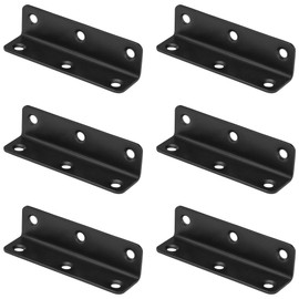 6 PCS Stainless Steel Corner Braces,L-Shaped Extended Fastening Brackets (Black)