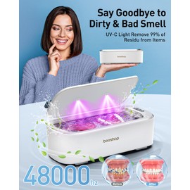 Ultrasonic Jewelry Cleaner - 550ml(19oz) Ring Cleaner with Degas Function, 2 Time Modes, 48Khz Jewelry Cleaner Sonic Machine for Eyeglasses, Dentures, Retainer, Necklaces, Watch(White)