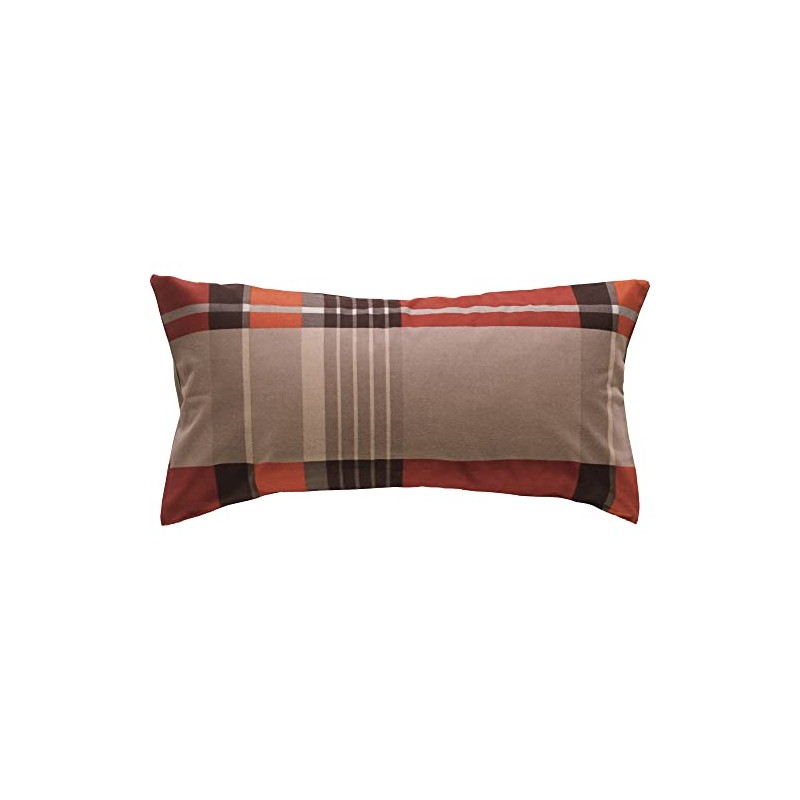 Erwin Müller Additional Cushion Cover, Maco Satin Checked Red/Brown, Size