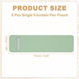 PATIKIL 7 Inch Pen Sleeve Case, 8Pcs PU Leather Pen Pouch Single Fountain Pouch Protective Cover Holder for Office Ballpoint Pencils Touch, Light Green