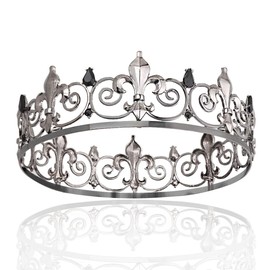 YOVECATHOU Royal Full King Crown Metal Crowns And Tiaras For Cosplay Homecoming Prom Party Decorations Wedding Birthday Gifts Men (Black)