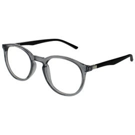 OPULIZE Met Binoculars, Shortsightedness, Slim, Round Frame, Transparent, Grey, Black Temples, Men and Women, Scratch-Resistant, Spring Hinges M60-7 -2.50