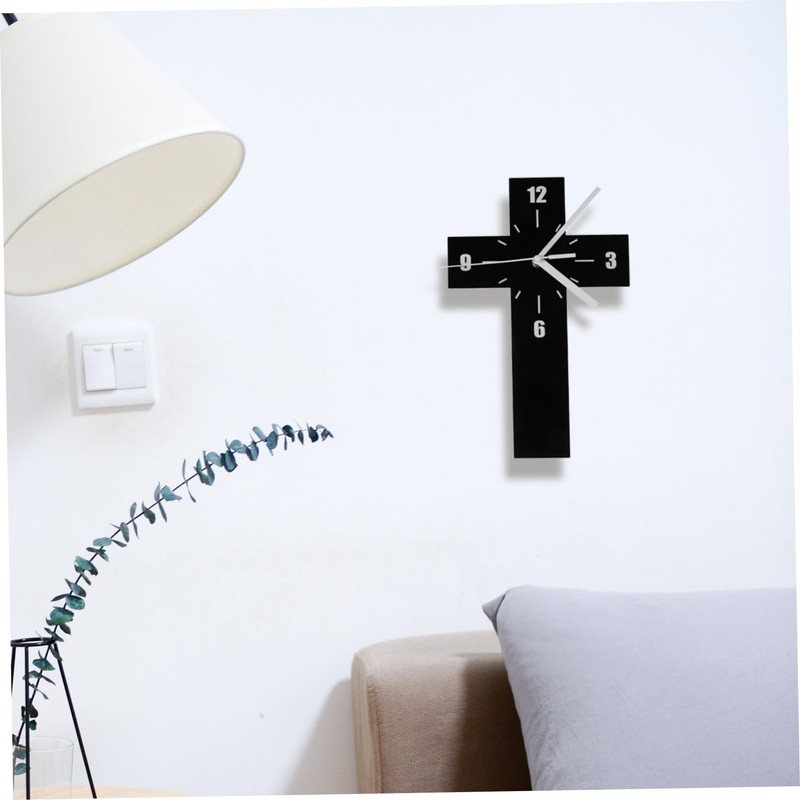Ciieeo Mute Wall Clock Novelty Cross Shaped Decorative Clock for
