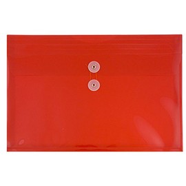JAM PAPER Plastic Envelopes with Button & String Tie Closure - Letter Booklet - 9 3/4 x 13 - Red - 12/Pack