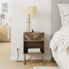 Masupu Nightstand with Charging Station,Modern Night Stand Boho Farmhouse Wood