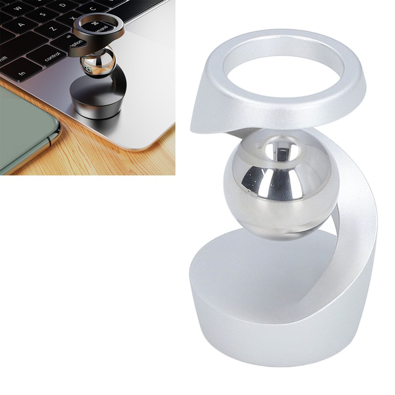 Desktop Suspended Gyroscope Reduce Anxiety Silver Bead Aluminium Alloy Rotating