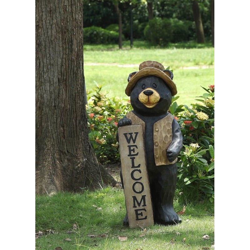 Hi-Line Gift Ltd Bear Standing with Welcome Sign Statue