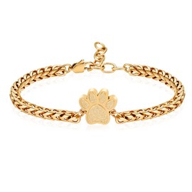 VCCWYQK Paw Print Urn Bracelet for Ashes for Dog Cat Cremation Jewellery for Ashes Cute Animals Adjustable Memorial Keepsake Bracelets Jewellery Gifts for Women, Stainless Steel, No gemstone
