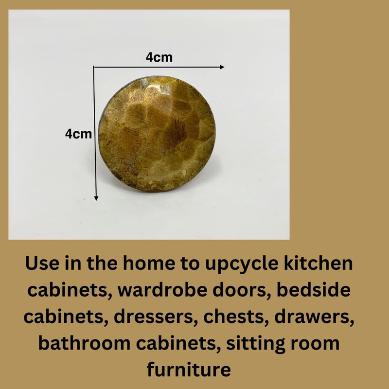 Hammered Antique Knob. Home Decor Drawer Pull (Antique Brass)