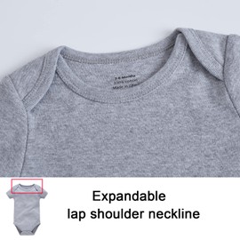 kavkas Short Sleeve Baby Bodysuit Newborn Cotton Vest Soft Undershirts Pack of 3, Gray 12-18 Months