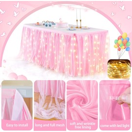 HBBmagic LED Handmade Table Cloth, Table Decoration, Tutu Table Skirt for Parties, Weddings, Birthdays, Christmas, Festivals, Carnival, and Celebration Table Decoration