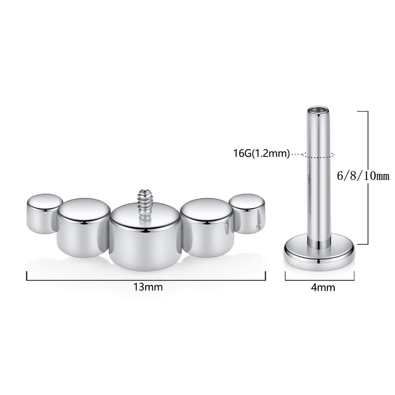 hengkaixuan 16G G23 Titanium Flat Back Labret Studs Internal Thread
